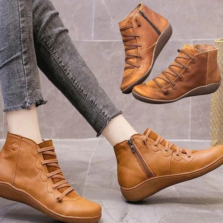 Womens Ankle Boots with Chunky Heel and Zipper