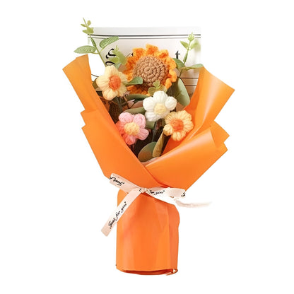Knitted Sunflower & Daisy Floral Arrangement