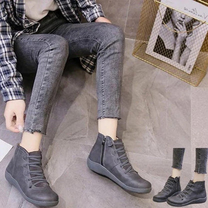 Womens Ankle Boots with Chunky Heel and Zipper