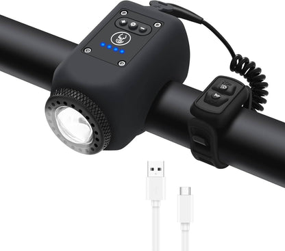 Bike Horn with Bright Floodlight, IPX5 Waterproof