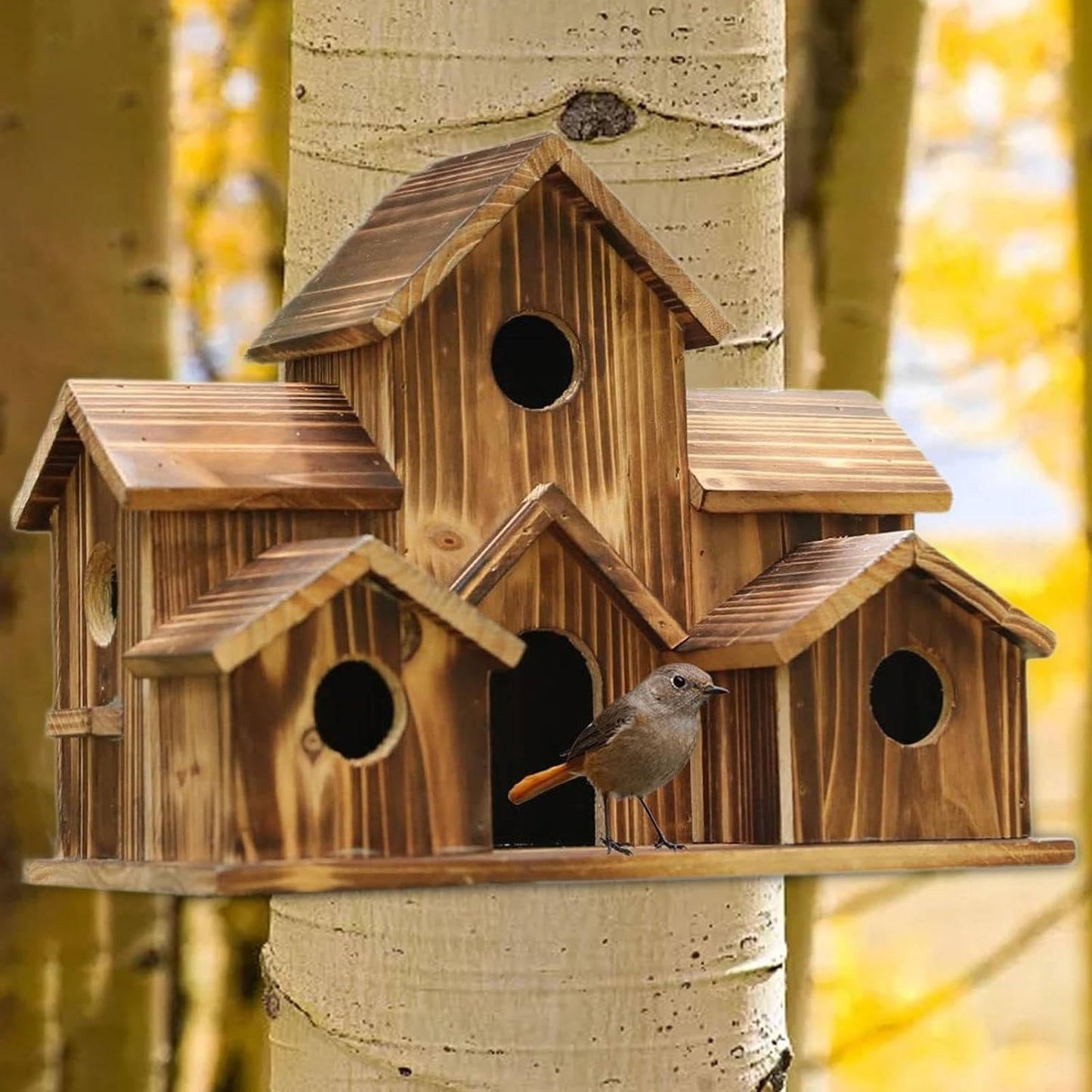 Natural Wooden Hanging Bird House