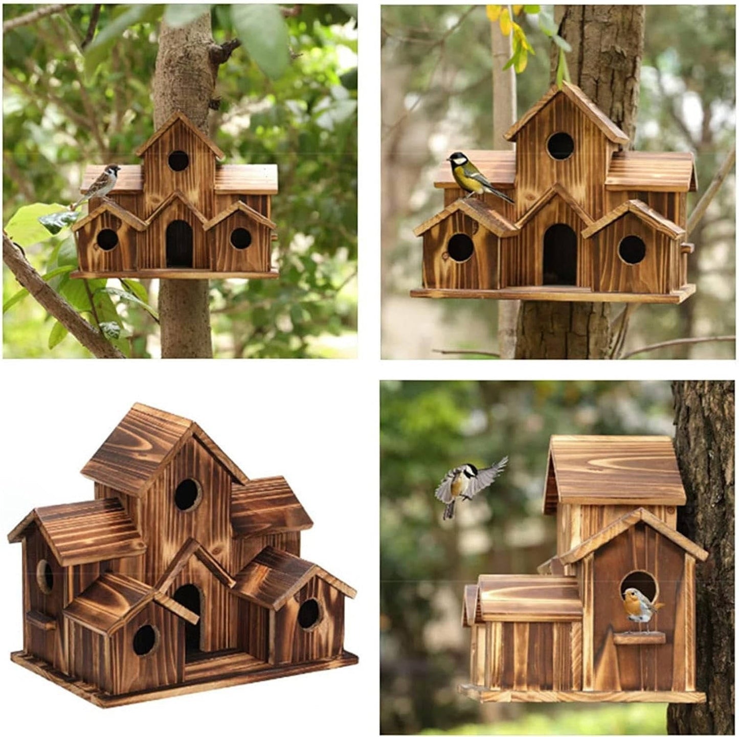 Natural Wooden Hanging Bird House