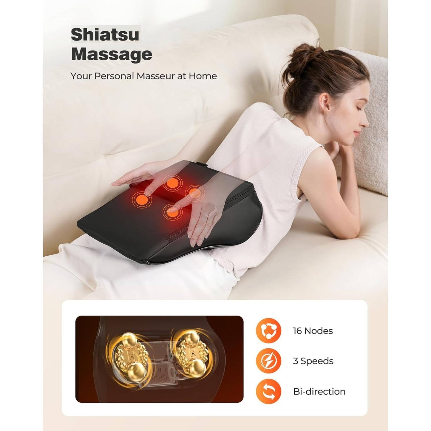 Shiatsu 3D Kneading Neck & Back Massager with Heat