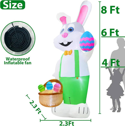 8FT Giant Easter Bunny Inflatable Decoration
