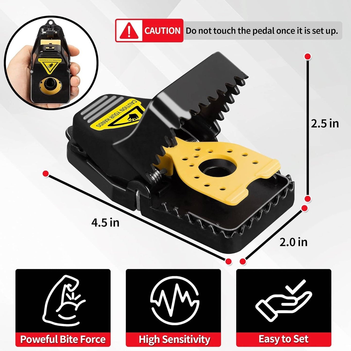 Snap Mouse Trap 4-Pack, Reusable No-Touch Rat Trap
