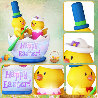 6FT Easter Chicks Boat Inflatable Decoration