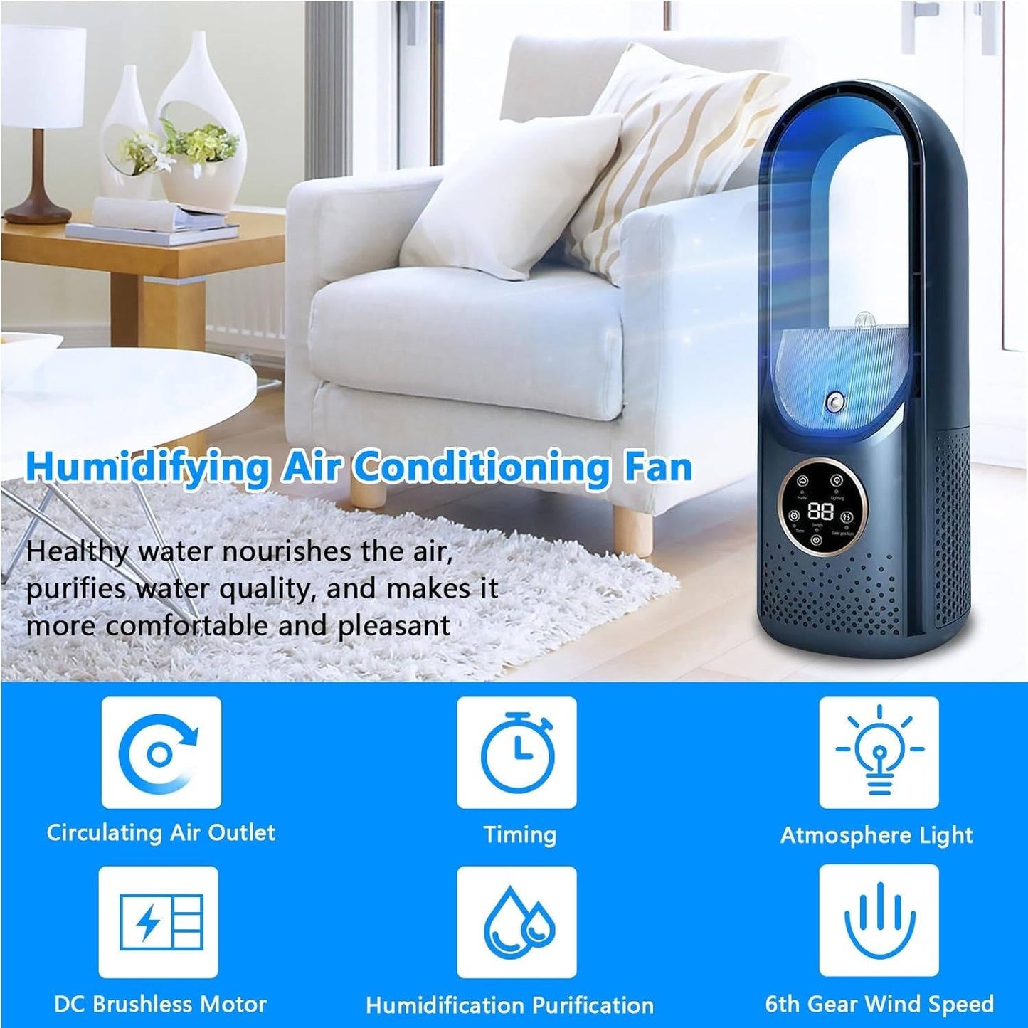 Portable AC Cooler Fan with Humidifier & Purifier