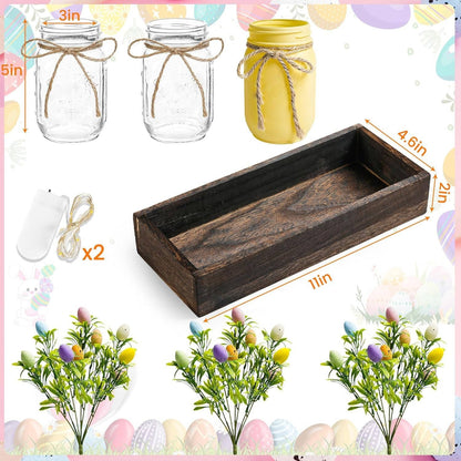Easter Centerpiece with Wood Tray & LED Lights