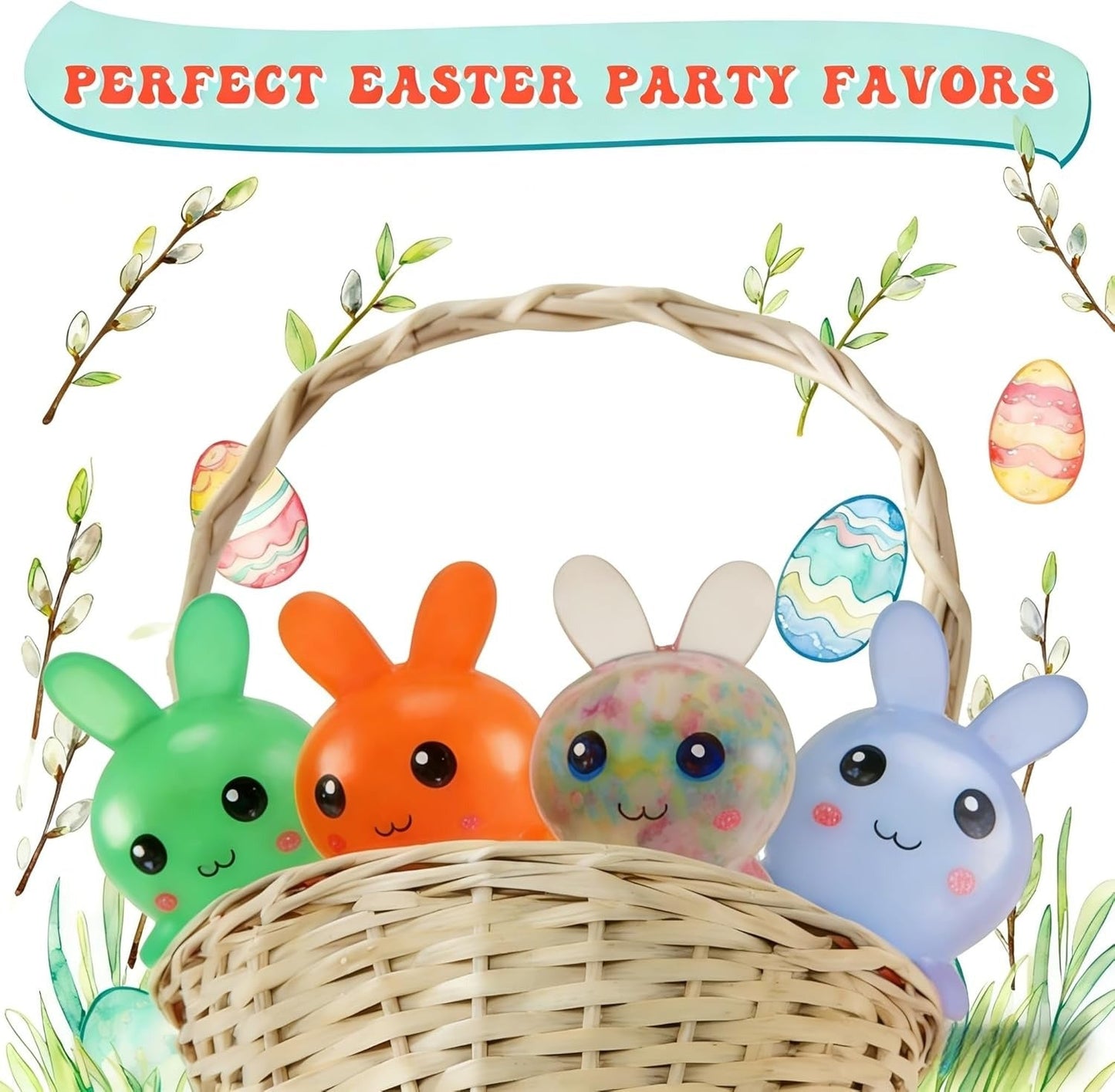 Squishy Bunny Stress Balls, 4 Pack