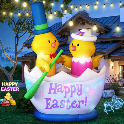 6FT Easter Chicks Boat Inflatable Decoration