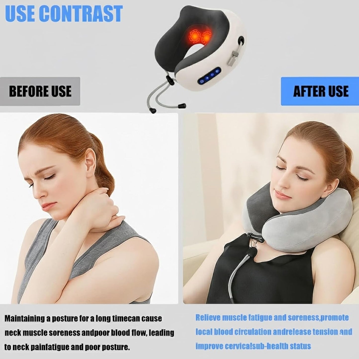 Travel Neck Pillow with Massager