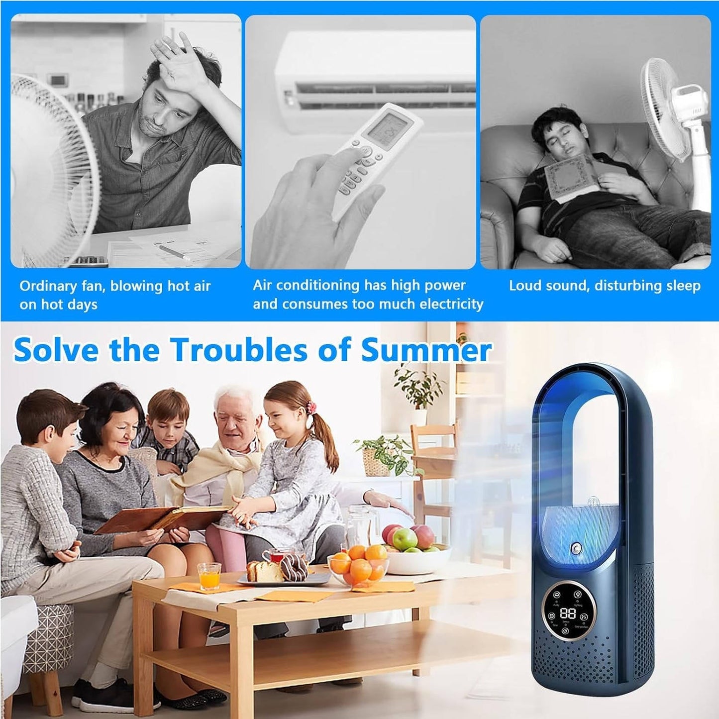 Portable AC Cooler Fan with Humidifier & Purifier