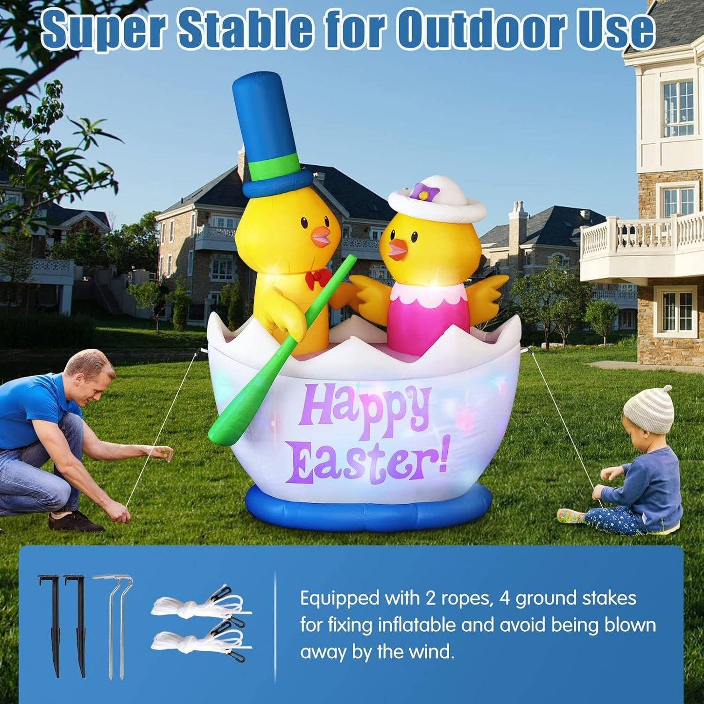 6FT Easter Chicks Boat Inflatable Decoration