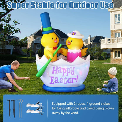 6FT Easter Chicks Boat Inflatable Decoration