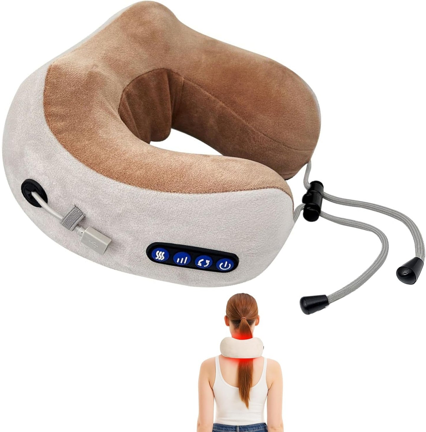 Travel Neck Pillow with Massager