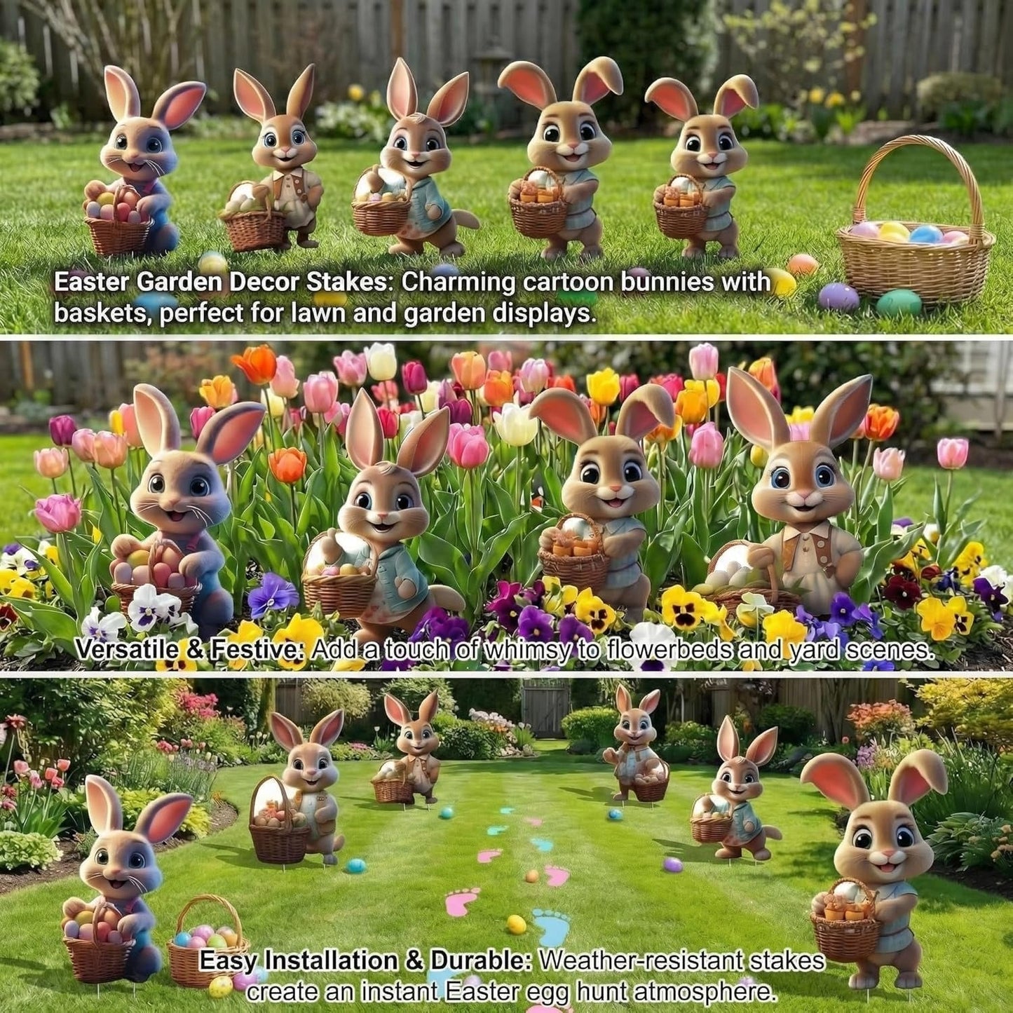 Outdoor Easter Bunny Yard Signs, 6 Pc