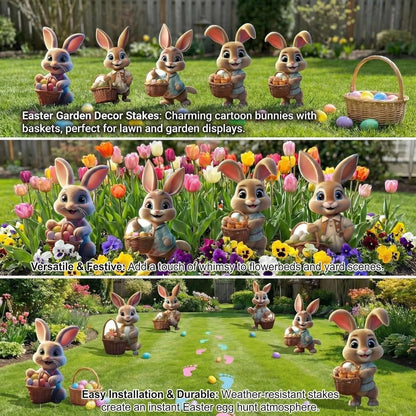 Outdoor Easter Bunny Yard Signs, 6 Pc