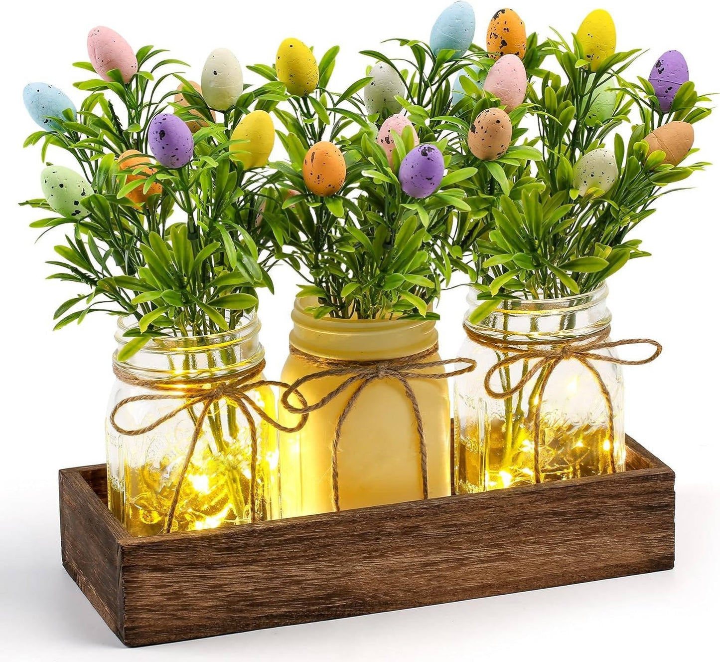 Easter Centerpiece with Wood Tray & LED Lights
