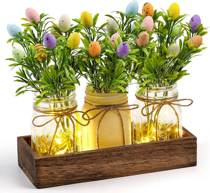 Easter Centerpiece with Wood Tray & LED Lights