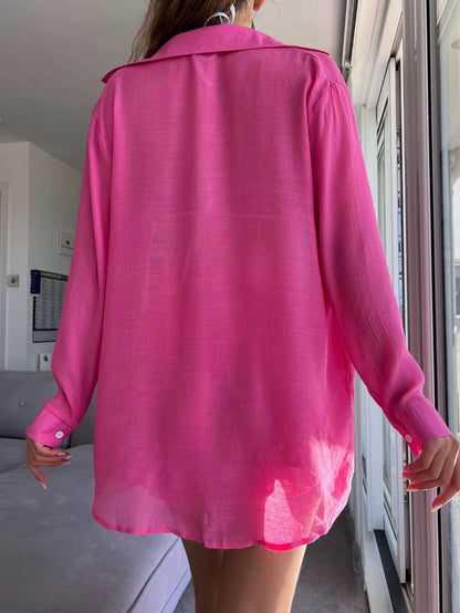 Women's Sheer Cover-Up Shirt & Shorts Set