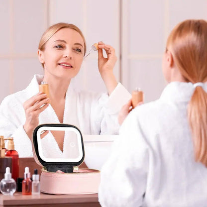 Travel Makeup Bag with LED Mirror