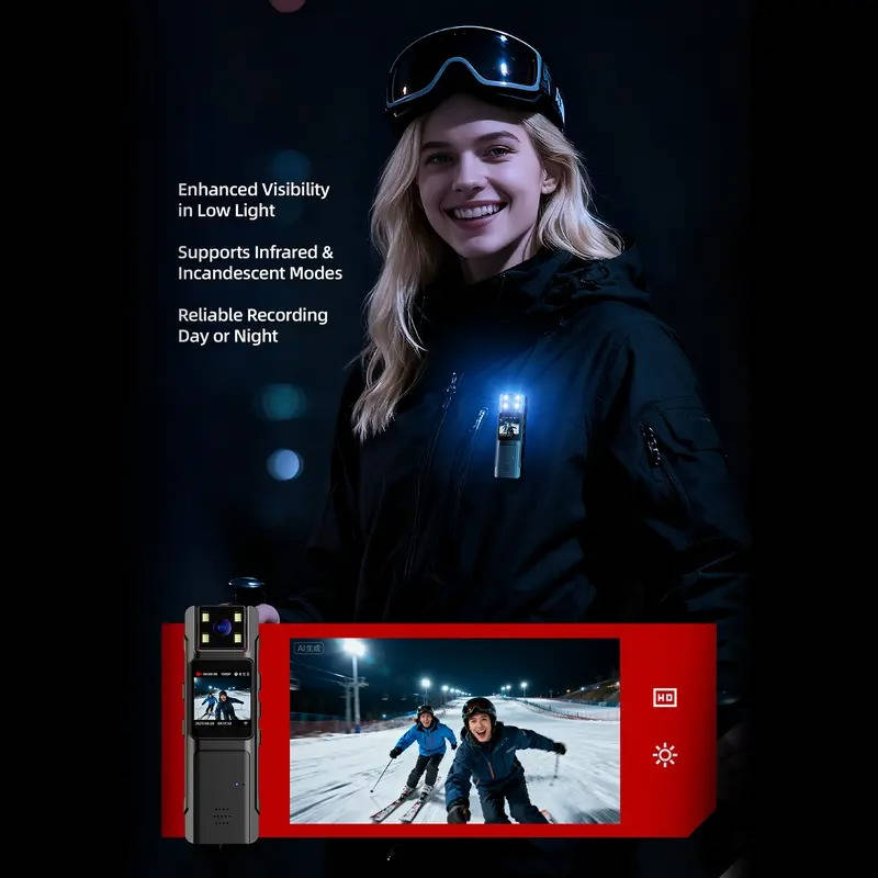 1080P HD Body Camera with Night Vision, 180° Lens