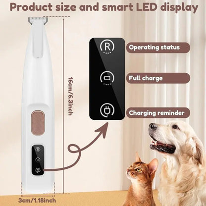 LED Pet Paw Trimmer, Quiet Cat & Dog Grooming Clipper