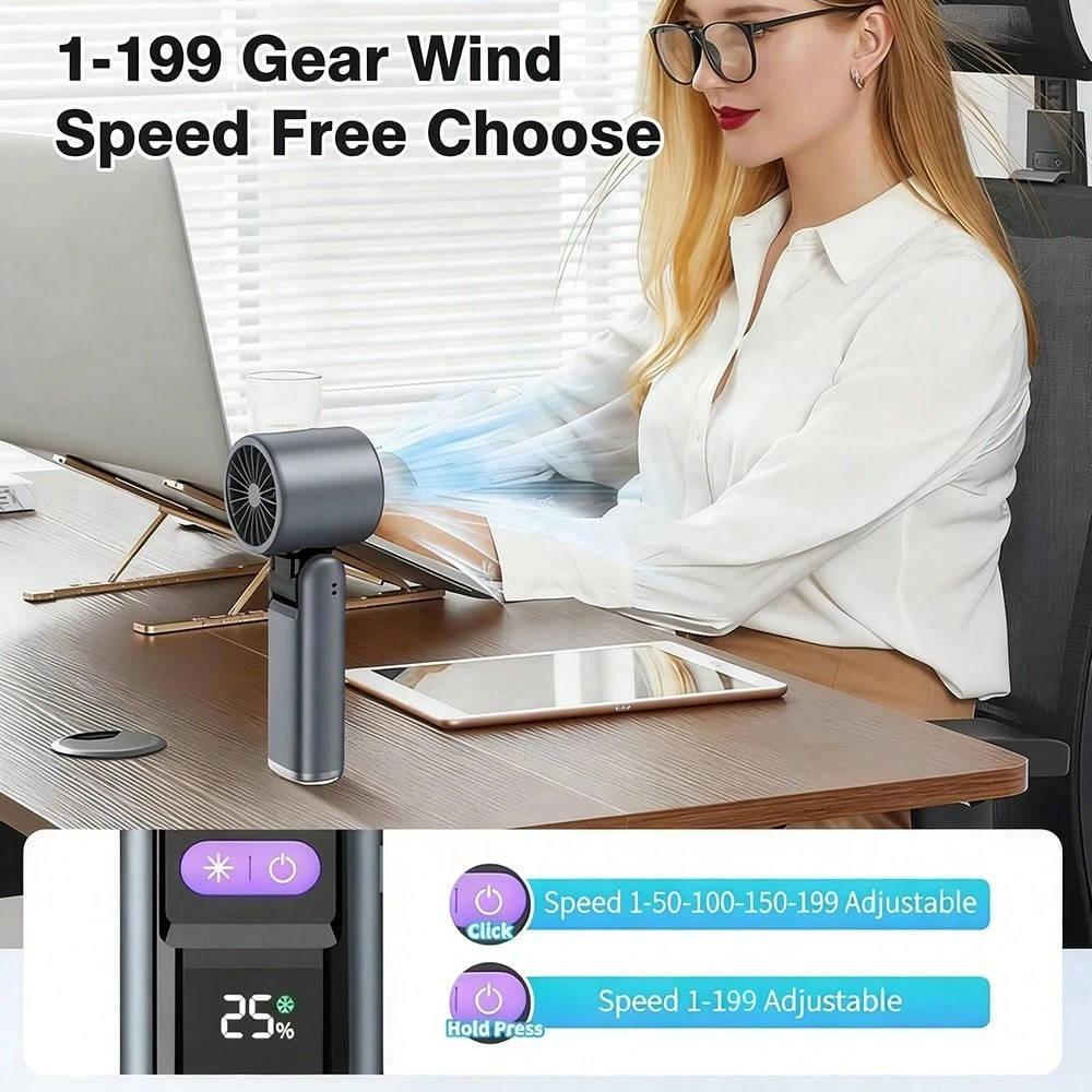 3-in-1 Handheld Turbo Fan with Flashlight