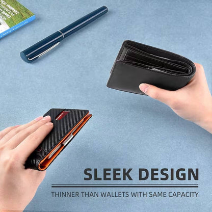 Mens Carbon Fiber RFID Bifold Card Wallet