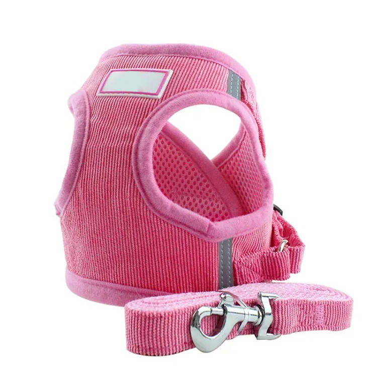 Reflective Corduroy Dog Harness & Leash Set