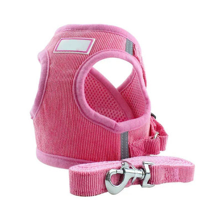 Reflective Corduroy Dog Harness & Leash Set