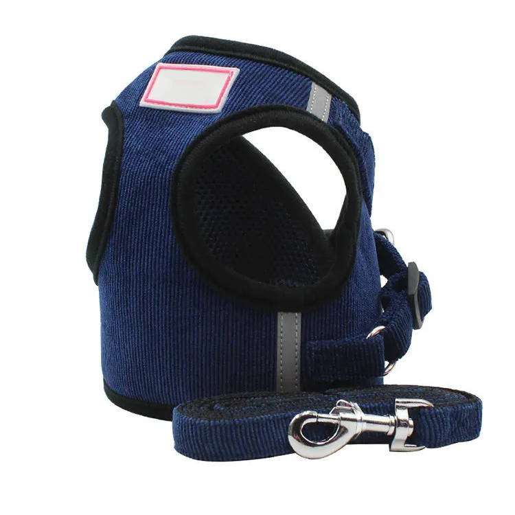 Reflective Corduroy Dog Harness & Leash Set