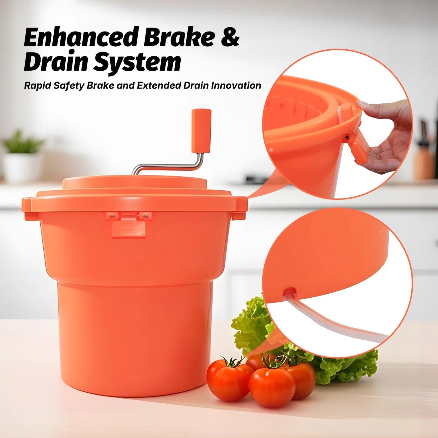 Large Manual Salad Spinner, 6.5 Gallon