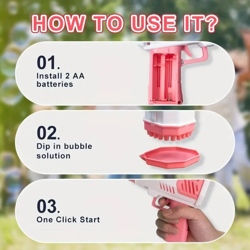 40-Hole Automatic Bubble Gun with LED Lights