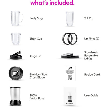 Small Bullet Blender 11 Piece Set, Single Serve