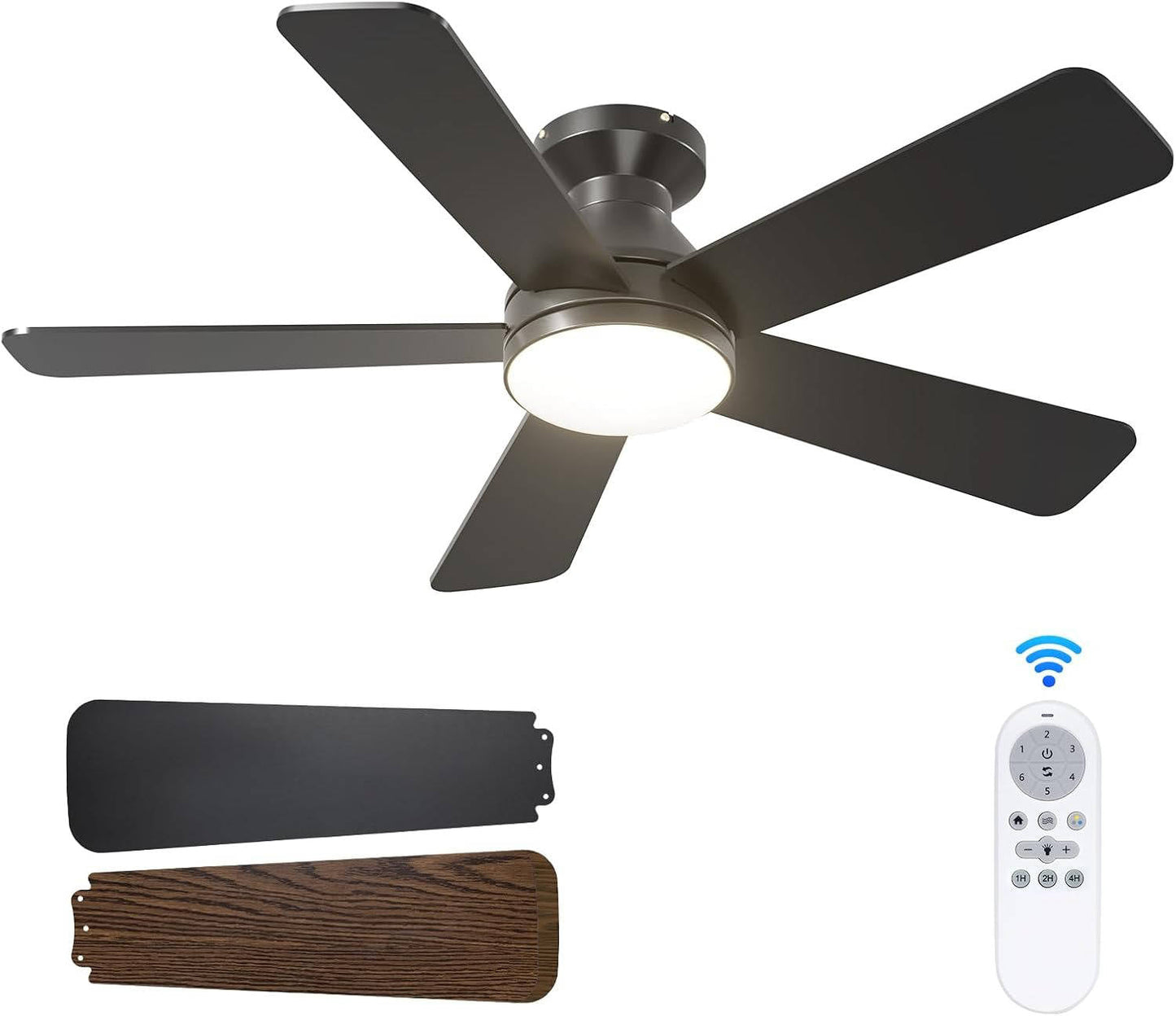 Low Profile Ceiling Fan with Light and Remote