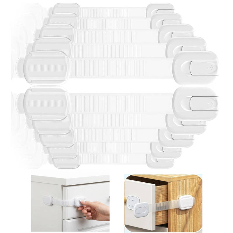 10-Pack Baby Proof Cabinet Locks & Safety Latches
