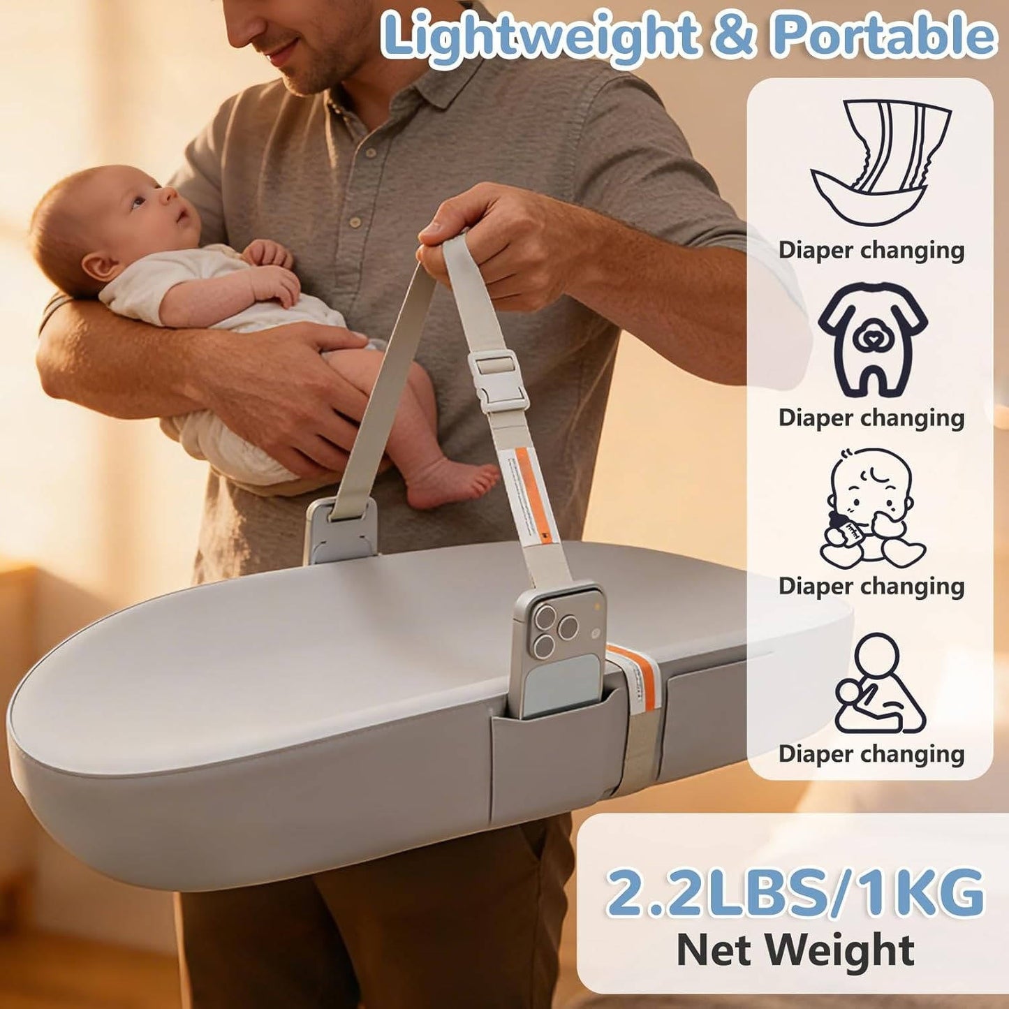 Waterproof Baby Changing Pad with Phone Holder
