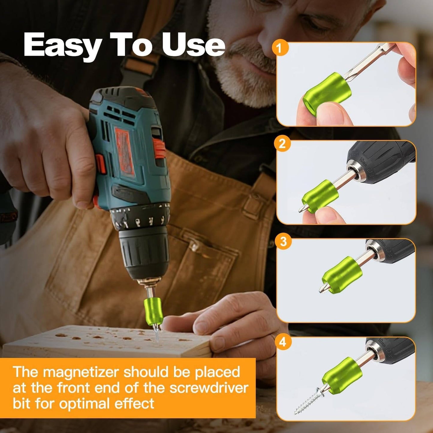 Magnetic Drill Bit Holder on Drill, 2 Pack