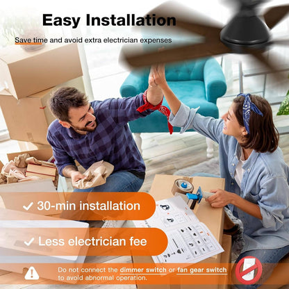 Low Profile Ceiling Fan with Light and Remote