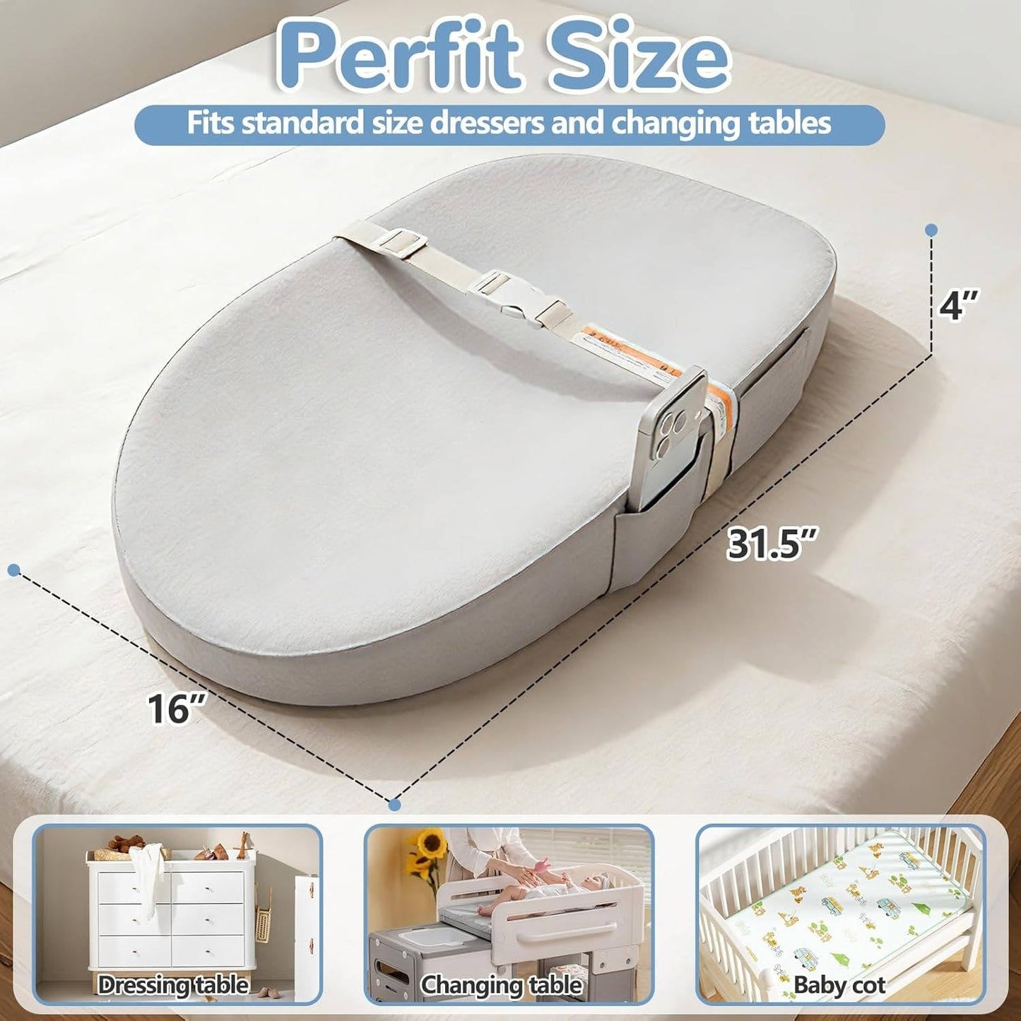Waterproof Baby Changing Pad with Phone Holder