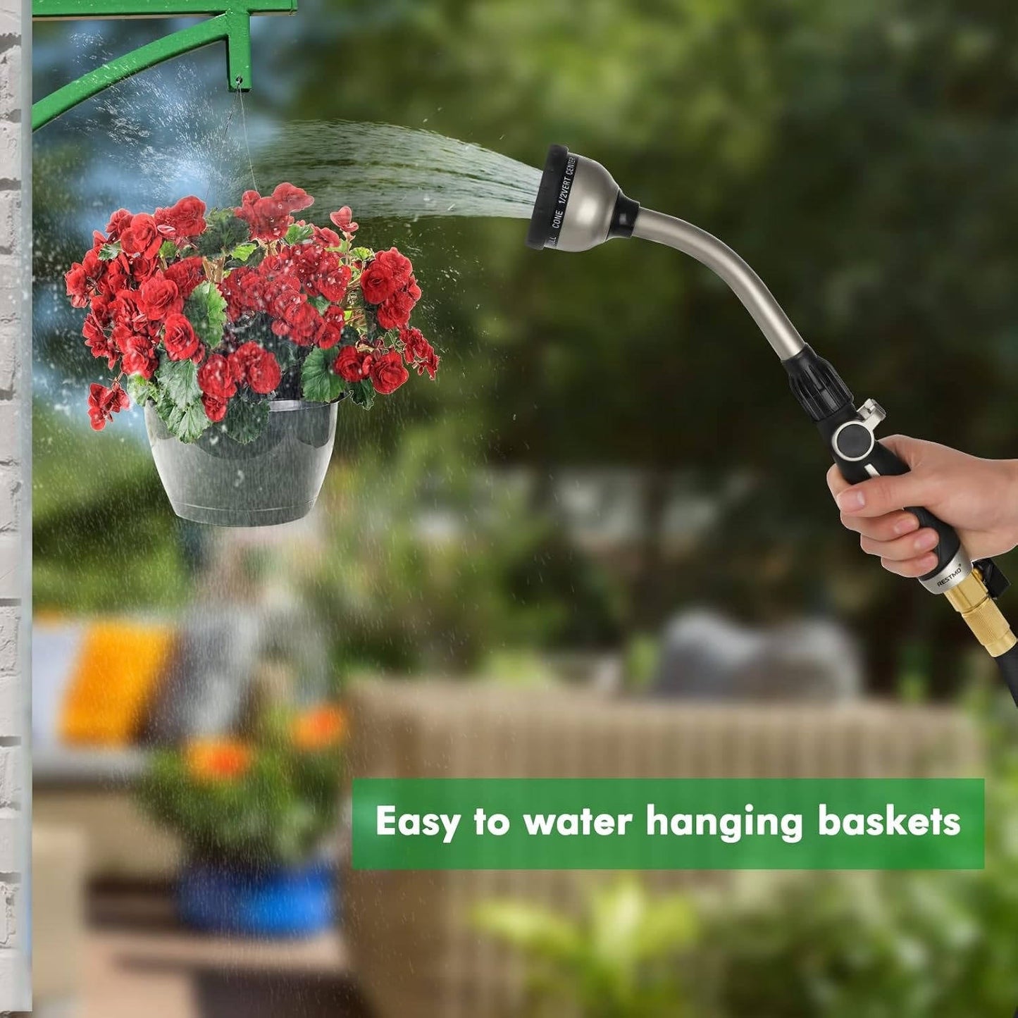 Metal Garden Watering Wand, 15 Inch, 10 Patterns