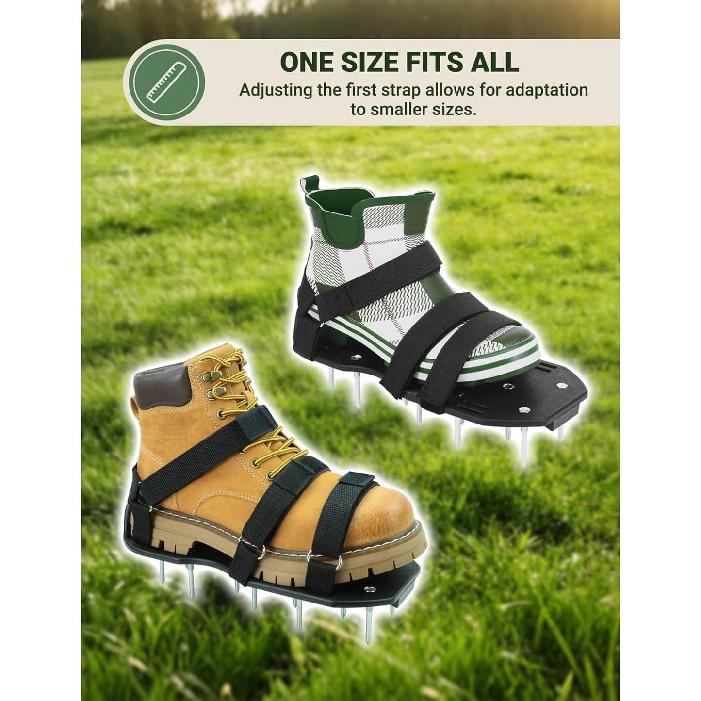 Lawn Aerator Shoes with Hook and Loop Straps