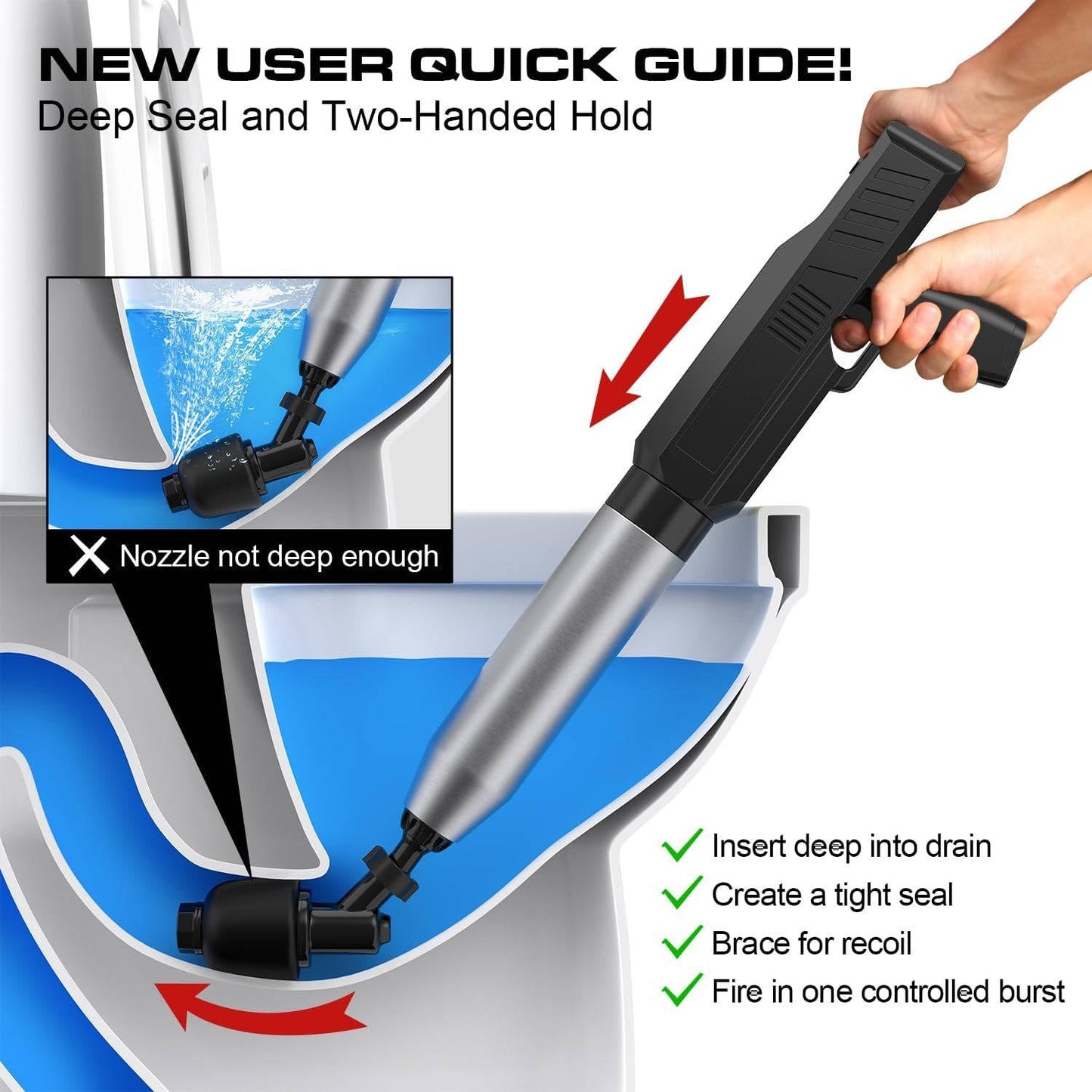 Electric Toilet Plunger, High Pressure Drain Tool