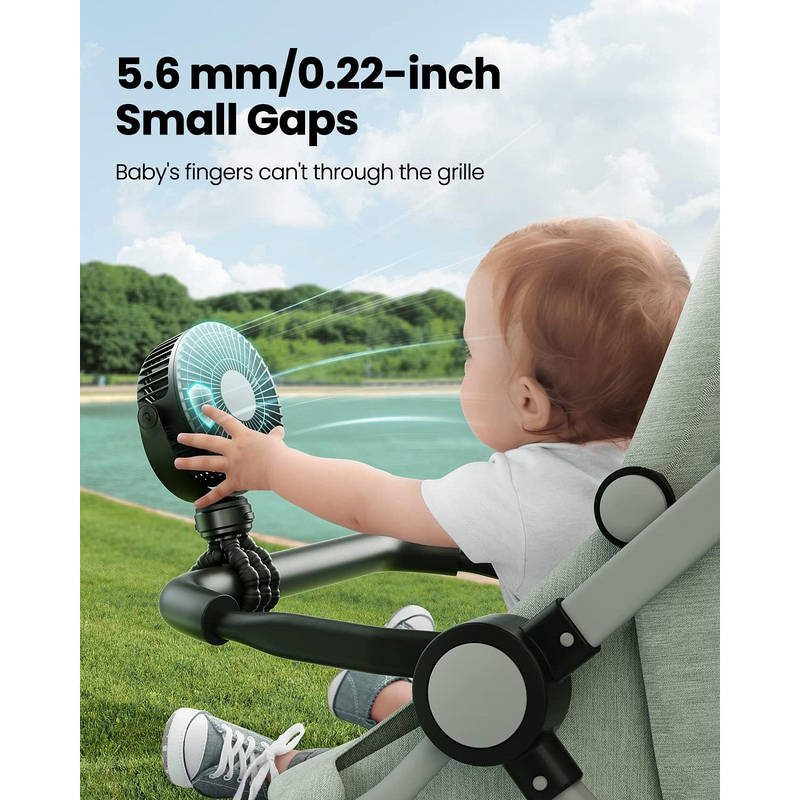 Portable Baby Stroller Fan, USB-C Rechargeable Clip