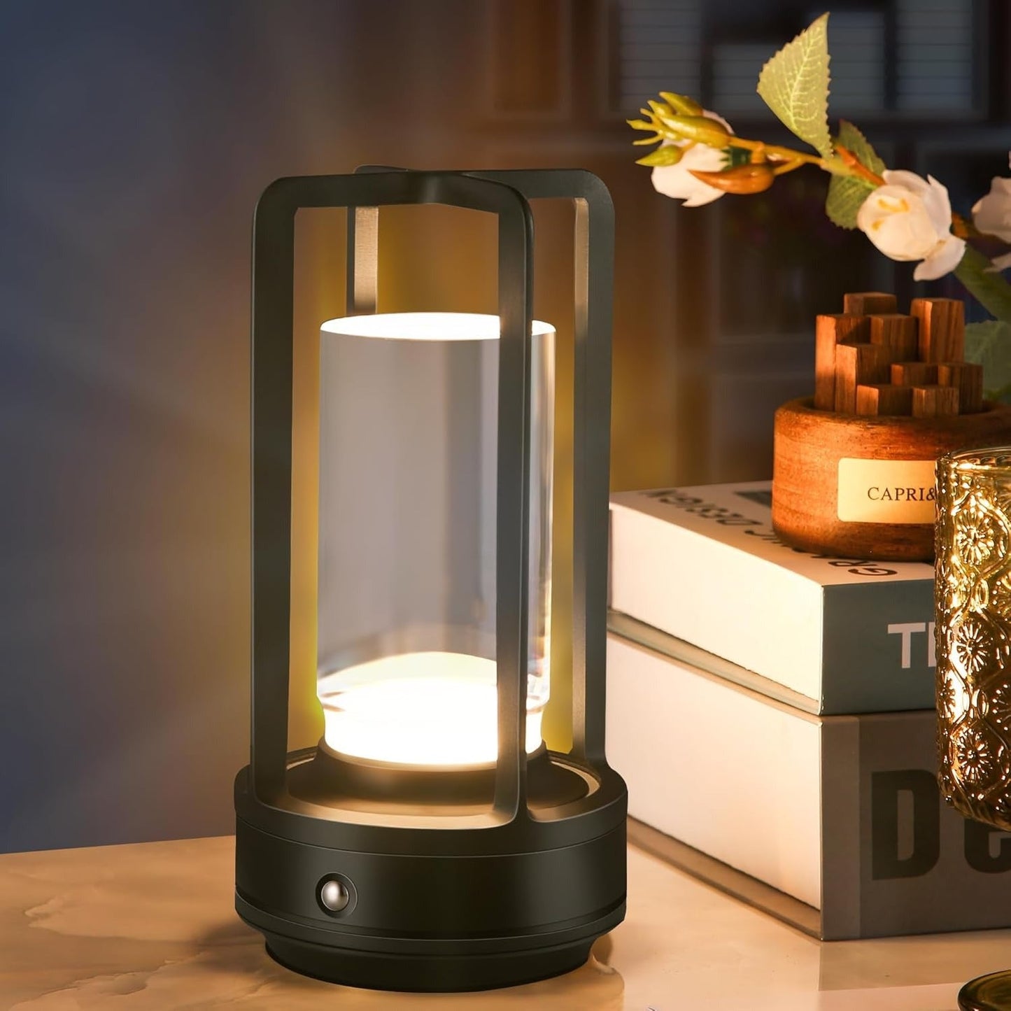 Crystal Lantern Table Lamp, Touch Dimmer & Waterproof