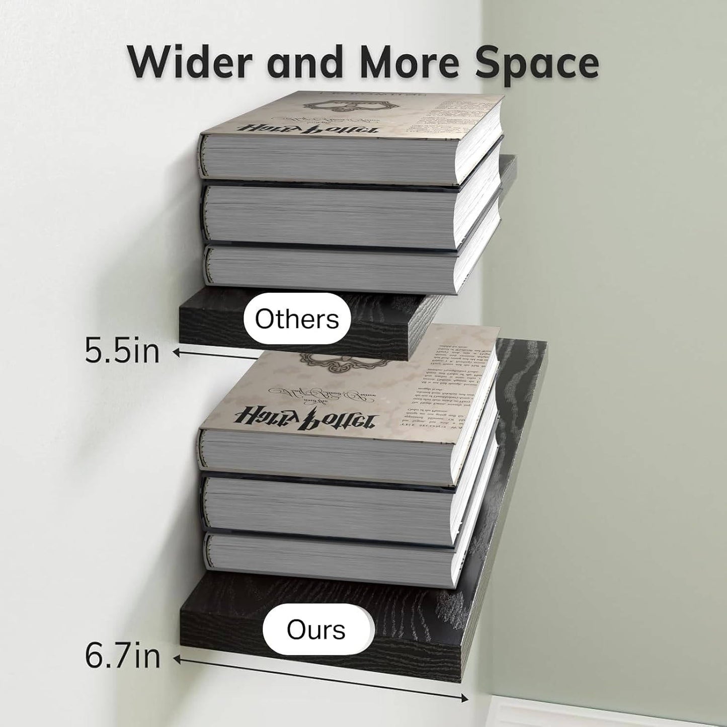Rustic Wood Floating Wall Shelves, 3 Pack