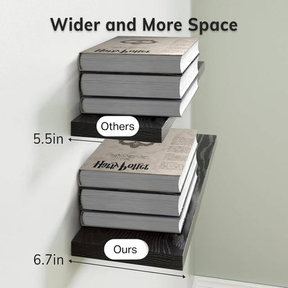 Rustic Wood Floating Wall Shelves, 3 Pack