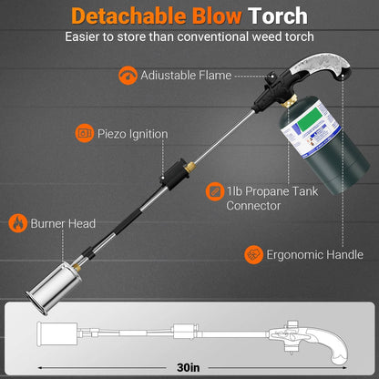 30-Inch Propane Weed Torch Burner, Heavy Duty