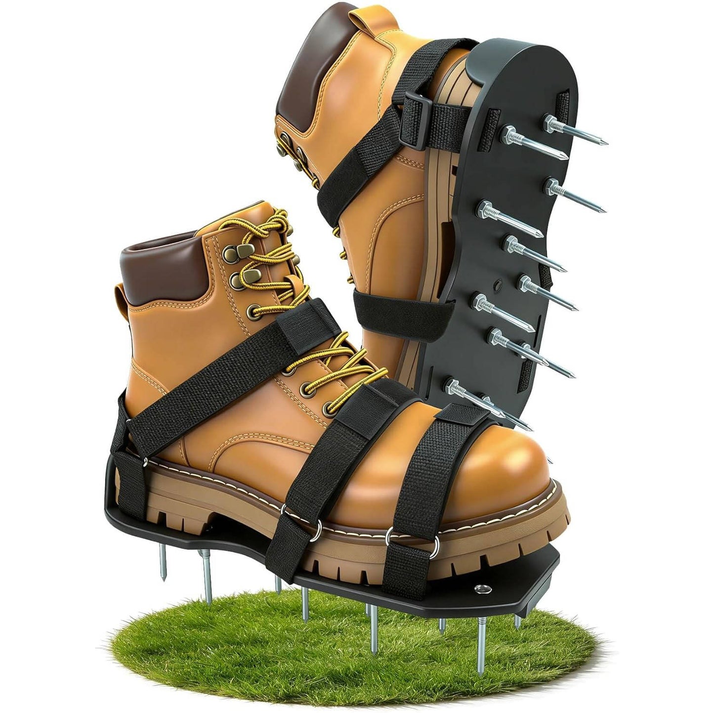 Lawn Aerator Shoes with Hook and Loop Straps
